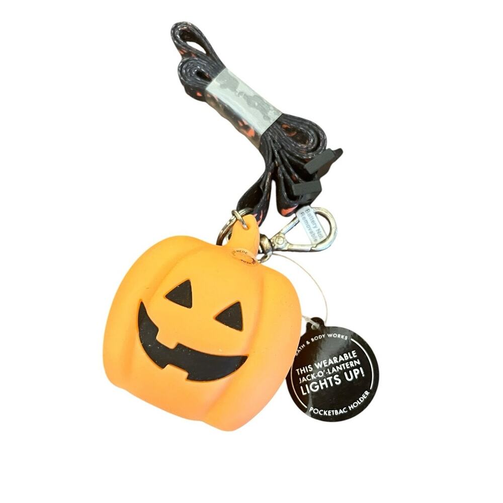 NWT Bath & Body Works Hand Sanitizer Holder Halloween Jack o Lantern